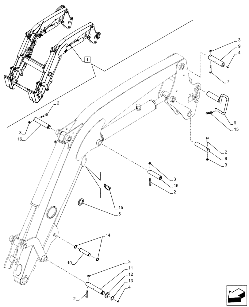 Схема запчастей Case IH FARMALL 65C - (82.100.BG[01]) - VAR - 333489, 335489, 336732, 336914 - LOADER ARM, PIN (82) - FRONT LOADER & BUCKET