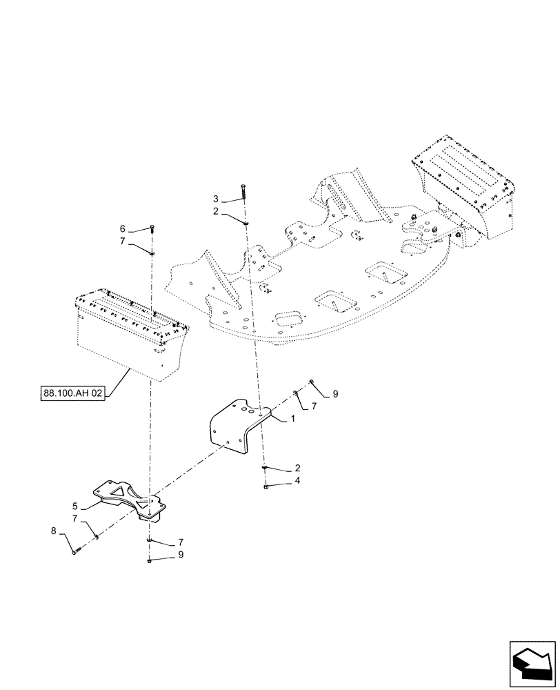 Схема запчастей Case IH STEIGER 500 - (88.100.AH[01]) - TOOL BOX MOUNTING (88) - ACCESSORIES