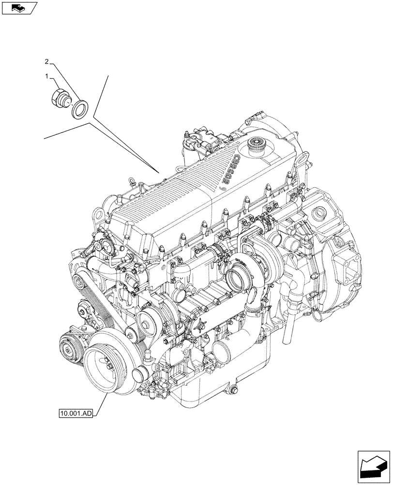 Схема запчастей Case IH F2CFE613A B004 - (10.408.AB) - OIL COOLER, RETURN LINE (10) - ENGINE