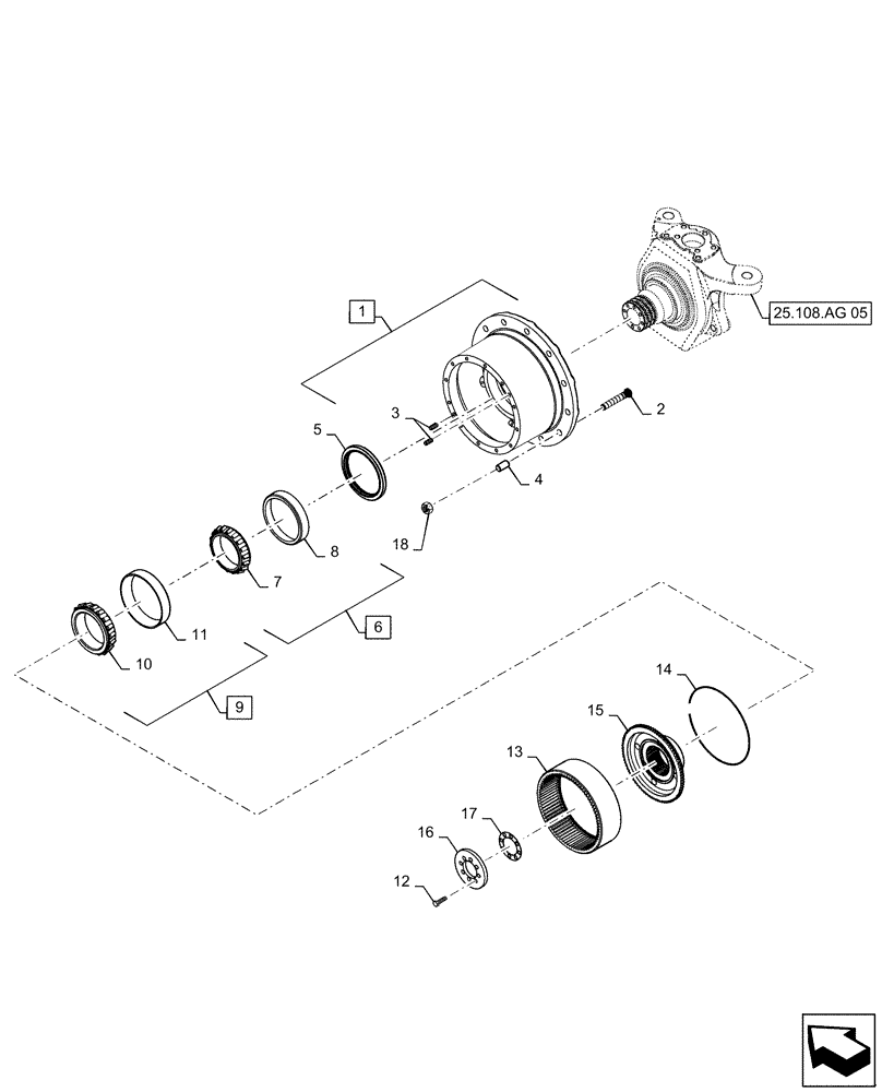 Схема запчастей Case IH MAGNUM 250 - (25.108.AG[01]) - VAR- 420224, 420228 - FRONT AXLE, KNUCKLE ASSY, LH & RH - CL 4.75 (25) - FRONT AXLE SYSTEM