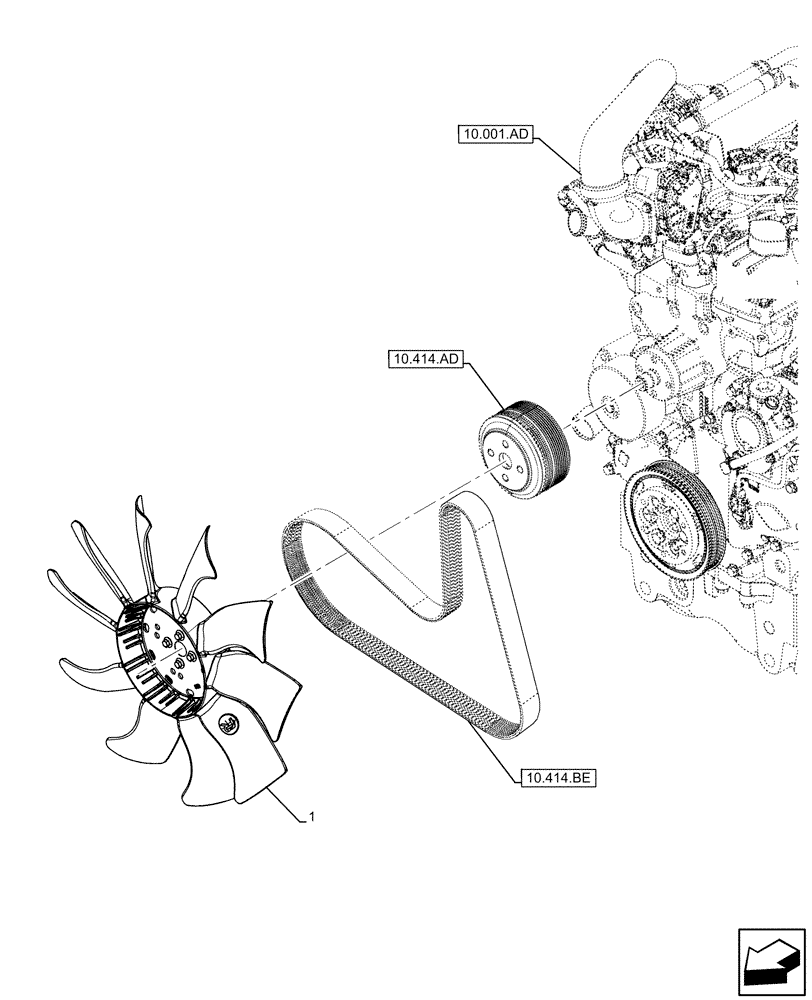 Схема запчастей Case IH FARMALL 65C - (10.414.AC) - VAR - 390018 - FAN (10) - ENGINE