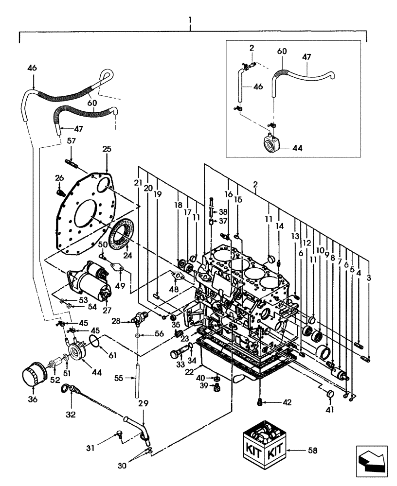 Схема запчастей Case IH DX48 - (01.01) - CYLINDER BLOCK & RELATED PARTS, CYLINDER BLOCK (01) - ENGINE