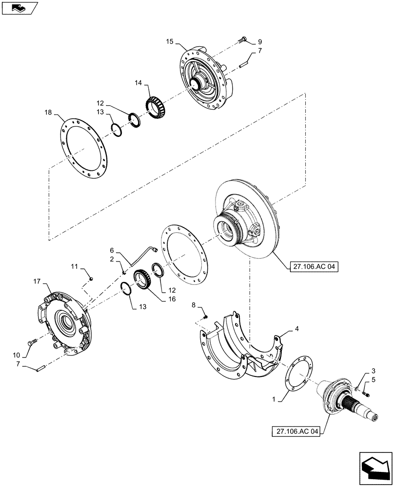 Схема запчастей Case IH MAGNUM 340 - (27.106.AC[03]) - POWERSHIFT - TRANSMISSION DIFFERENTIAL ASSY - 315 - 340 (27) - REAR AXLE SYSTEM