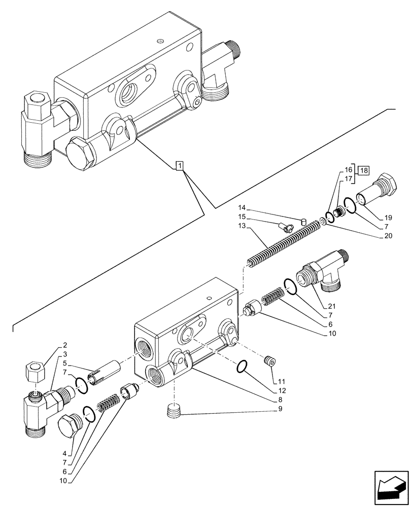 Схема запчастей Case IH FARMALL 75C - (21.104.AK[05]) - VAR - 332069, 334068 - PRESSURE CONTROL VALVE, COMPONENTS (POWER SHUTTLE) (21) - TRANSMISSION