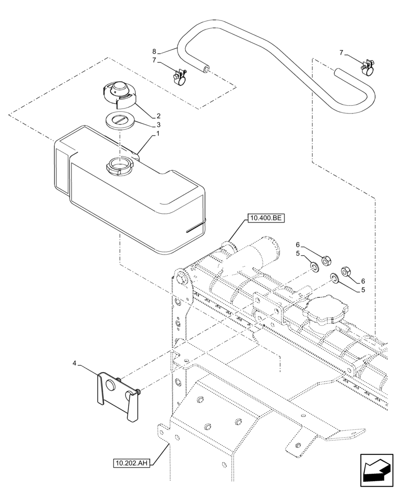 Схема запчастей Case IH FARMALL 75C - (10.400.BH) - VAR - 390321, 391013 - EXPANSION TANK (10) - ENGINE