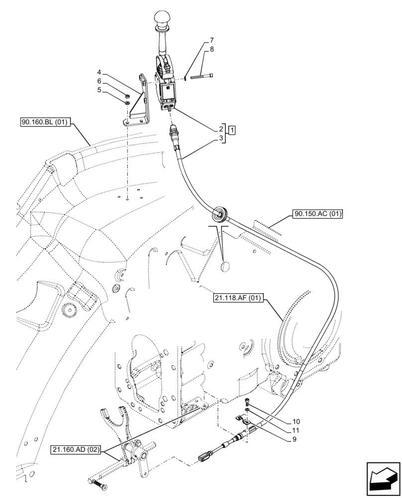 Схема запчастей Case IH FARMALL 75C - (21.160.AI[01]) - VAR - 332079, 334174, 334175, 334176, 744576 - CREEPER, CONTROL (12X12), CAB (21) - TRANSMISSION