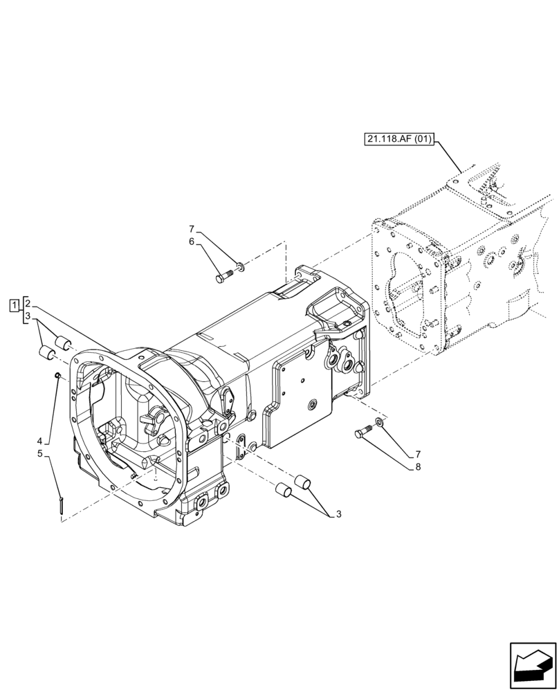 Схема запчастей Case IH FARMALL 75C - (21.120.AB[01]) - GEARBOX - SHUTTLE (21) - TRANSMISSION