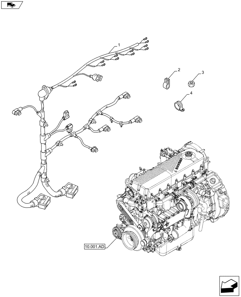 Схема запчастей Case IH F2CFE613A B004 - (55.010.AA) - ENGINE, CABLE (55) - ELECTRICAL SYSTEMS