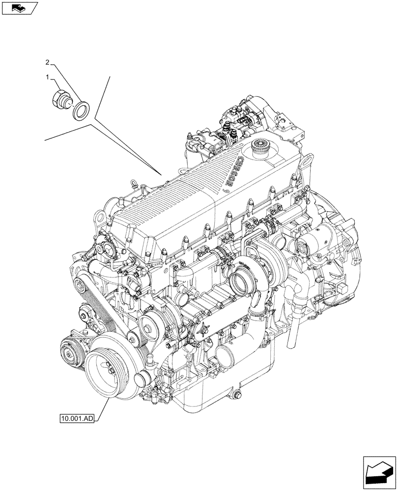 Схема запчастей Case IH F2CFA613C G001 - (10.408.AB) - OIL COOLER, RETURN LINE (10) - ENGINE