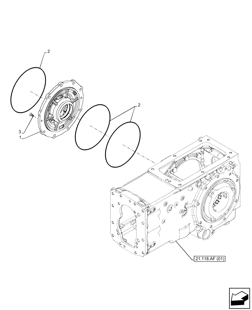 Схема запчастей Case IH FARMALL 65C - (21.118.AG) - VAR - 330274, 330276, 334174, 334176, 390067, 743546, 744576 - TRANSMISSION, DRIVE, COVER (21) - TRANSMISSION