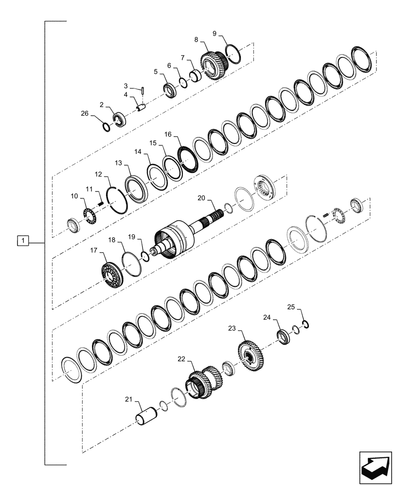 Схема запчастей Case IH QUADTRAC 420 - (21.155.AN[03]) - TRANSMISSION, 2ND SHAFT, PS4, 8C, 370, 420, 470, BSN ZFF308000 (21) - TRANSMISSION