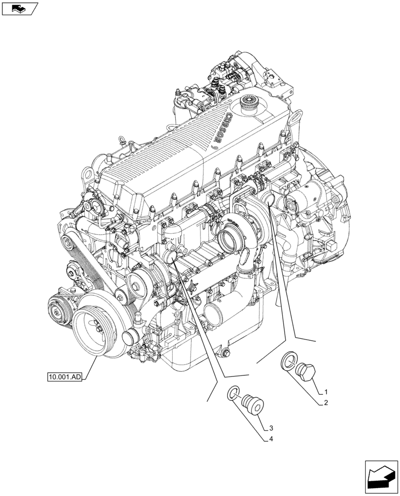 Схема запчастей Case IH F2CFA613A G001 - (10.408.AA) - OIL COOLER, SUPPLY, CONNECTING (10) - ENGINE