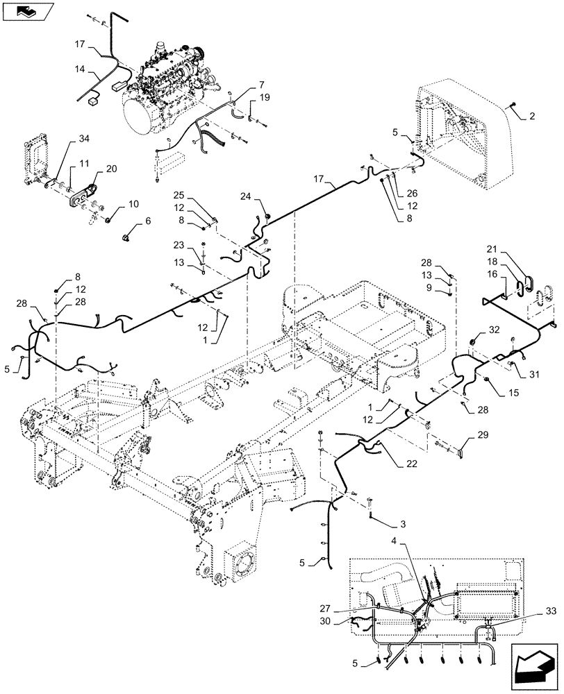 Схема запчастей Case IH WD1903 - (55.100.AB) - FRAME, REAR, ELECTRIC SYSTEM CONTROL (55) - ELECTRICAL SYSTEMS