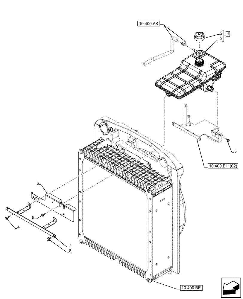 Схема запчастей Case IH FARMALL 105C - (10.400.BH[01]) - VAR - 391013 - EXPANSION TANK (10) - ENGINE