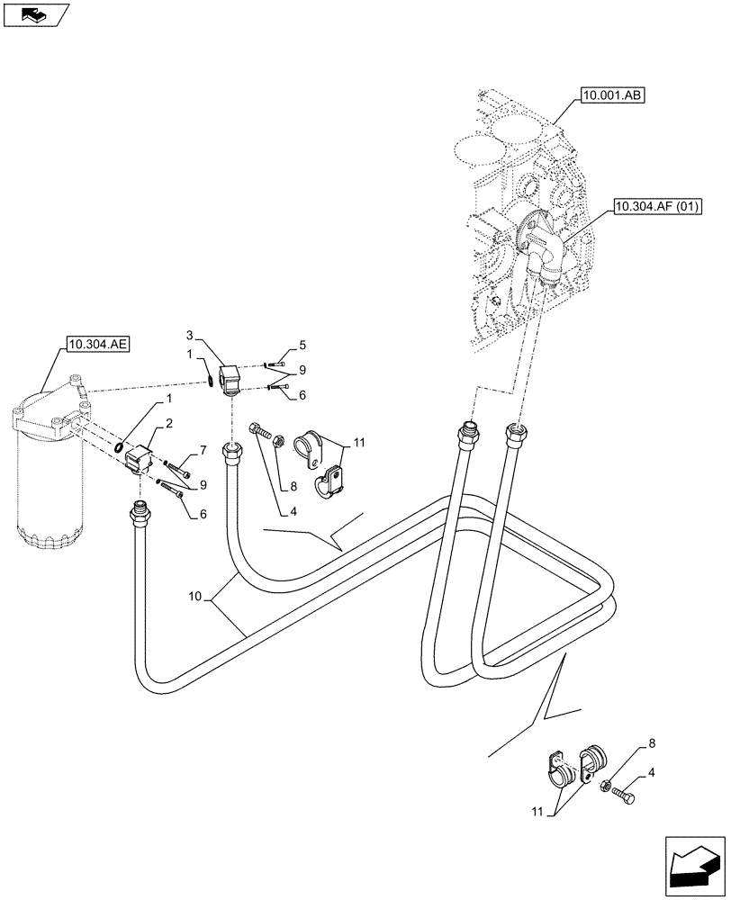 Схема запчастей Case IH F2CFA613B G001 - (10.304.AF[02]) - ENGINE OIL FILTER, LINE (10) - ENGINE