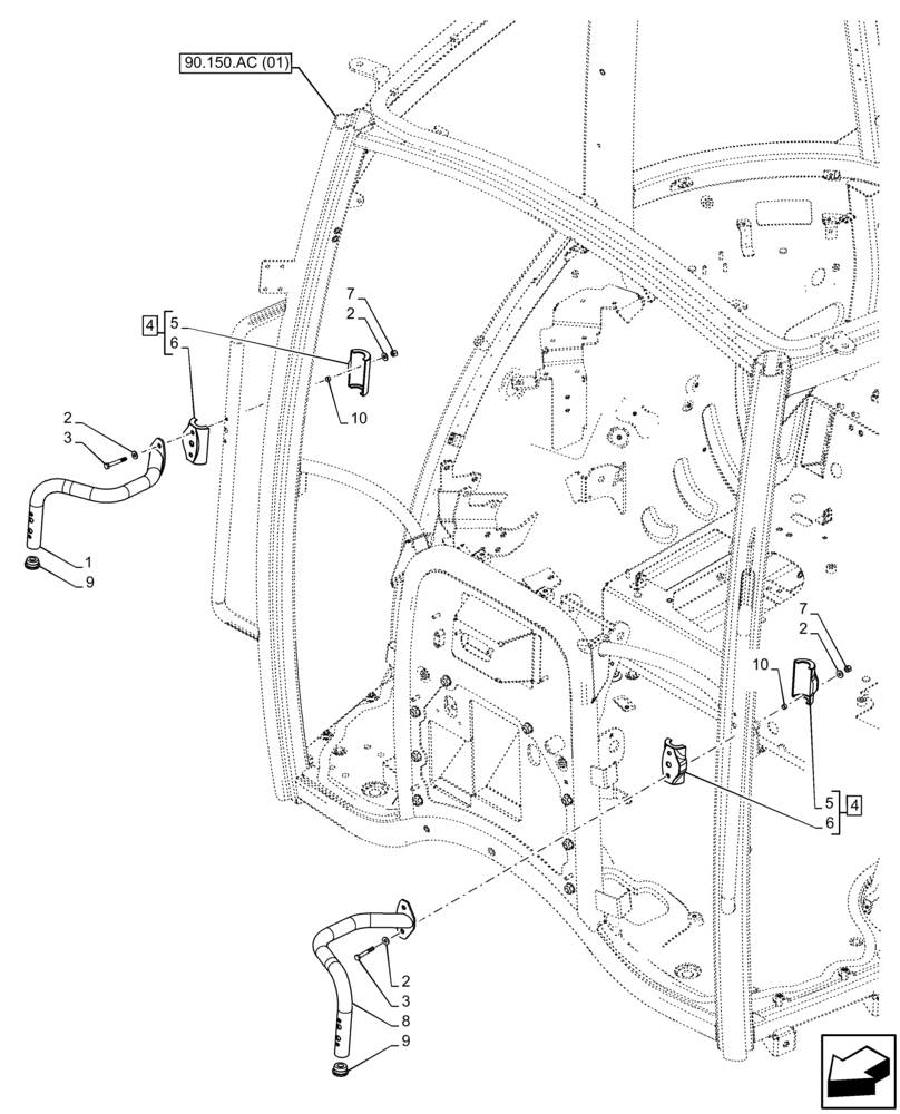 Схема запчастей Case IH FARMALL 65C - (55.404.BB[02]) - VAR - 331466, 743545 - INDICATOR LIGHT, SUPPORT, CAB (55) - ELECTRICAL SYSTEMS