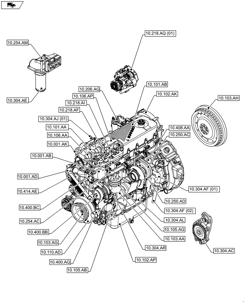Схема запчастей Case IH F2CFE613A B004 - (00.000.10) - PICTORIAL INDEX - ENGINE (00) - GENERAL & PICTORIAL INDEX