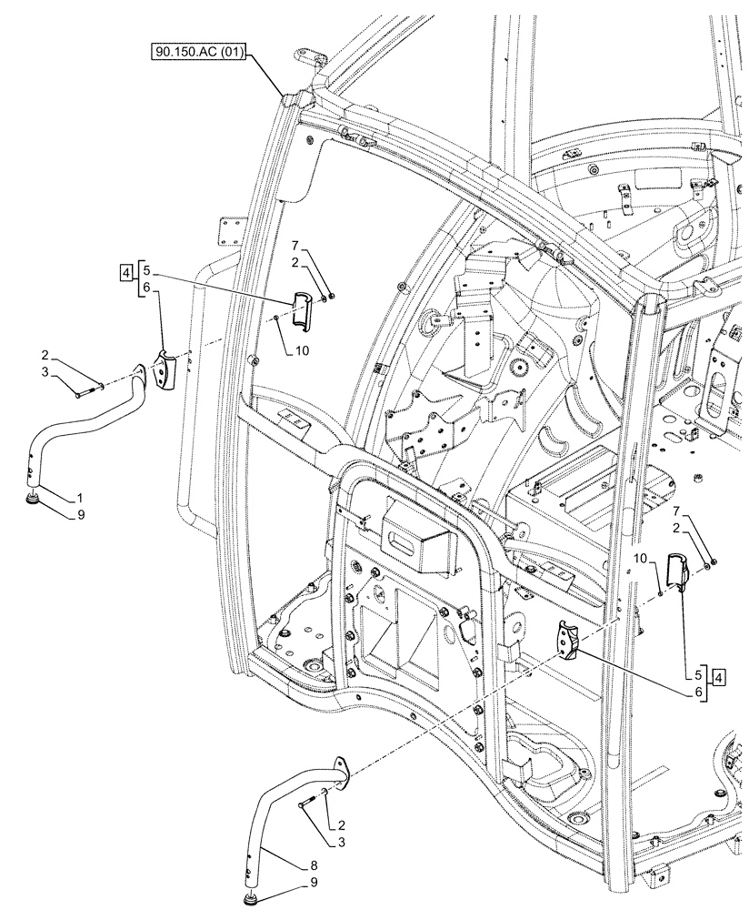 Схема запчастей Case IH FARMALL 95C - (55.404.BB[01]) - VAR - 743545 - INDICATOR LIGHT, SUPPORT, CAB (55) - ELECTRICAL SYSTEMS