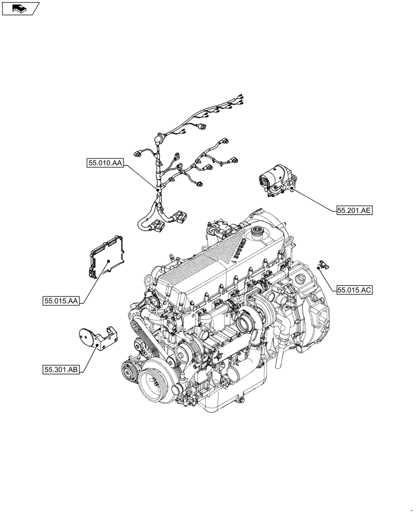 Схема запчастей Case IH F2CFE613A B004 - (55.000.00) - SECTION INDEX (55) - ELECTRICAL SYSTEMS