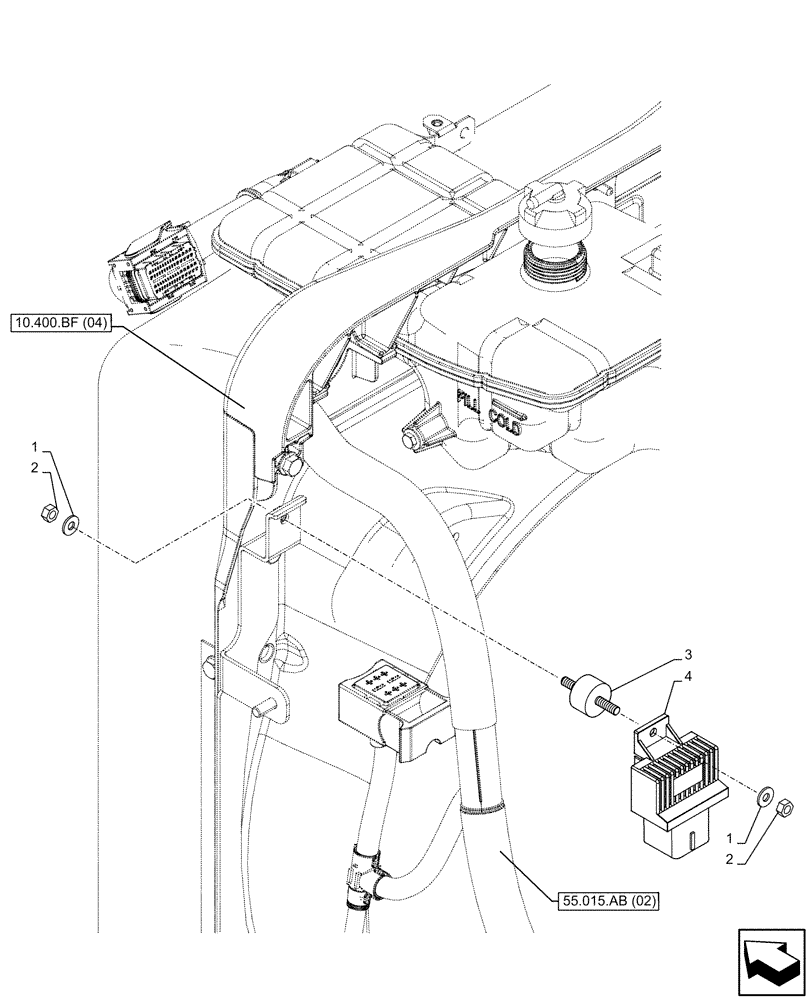 Схема запчастей Case IH FARMALL 85C - (55.202.AD) - VAR - 391013 - GLOW PLUG, ELECTRONIC CONTROL UNIT (55) - ELECTRICAL SYSTEMS