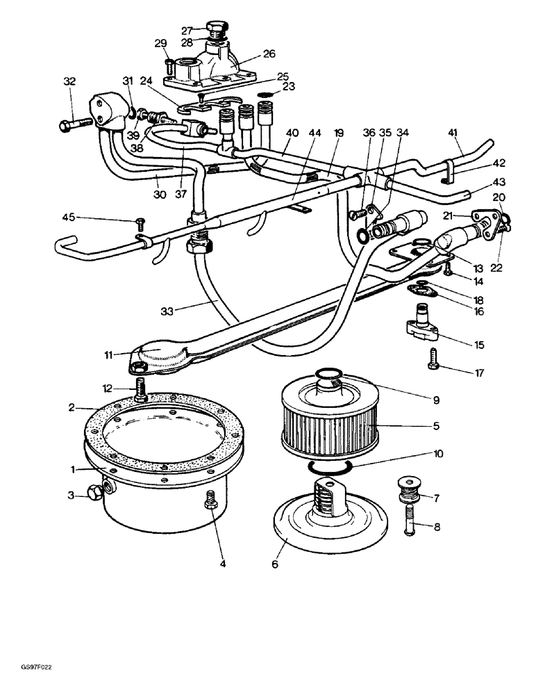 Схема запчастей Case IH 885 - (8-02) - OIL FILTER AND PIPES, STANDARD WIDTH MODELS (08) - HYDRAULICS