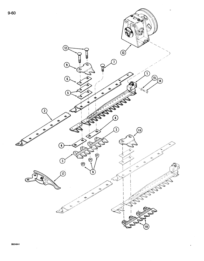 Схема запчастей Case IH 1010 - (9-060) - KNIFE GUARDS AND CUTTER BAR, 1.5 INCH (58) - ATTACHMENTS/HEADERS