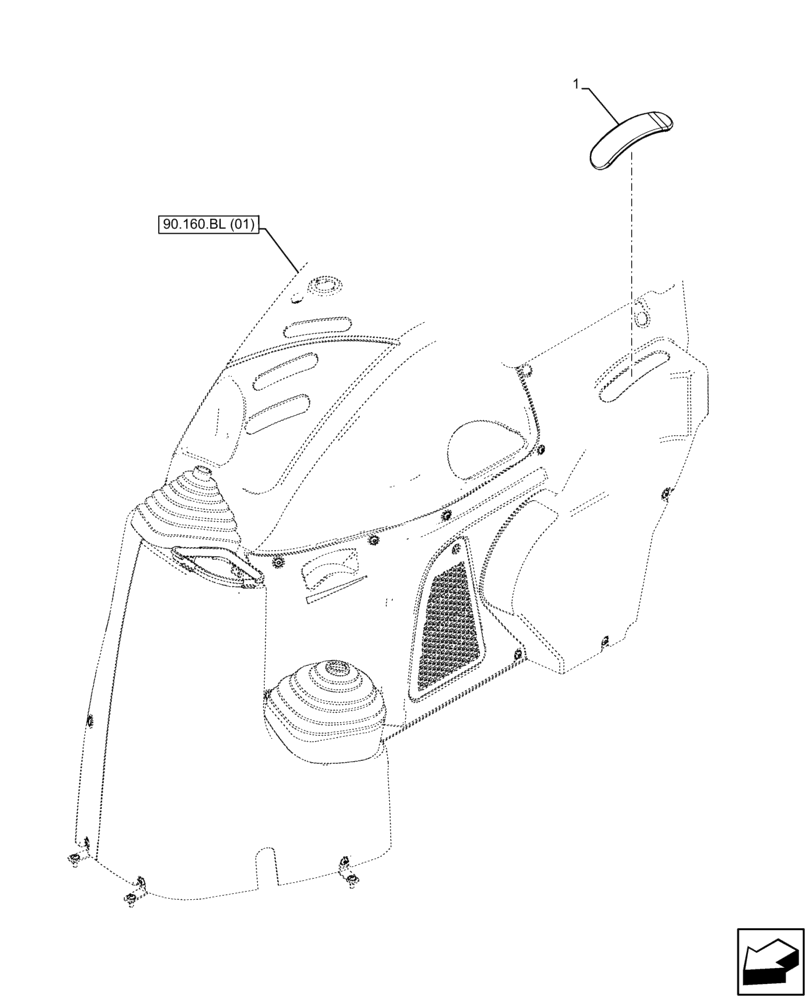 Схема запчастей Case IH FARMALL 65C - (90.160.BL[04]) - VAR - 390067, 743546, 330274, 330276 - CAB INTERIOR TRIM, RIGHT SIDE, PLUG (90) - PLATFORM, CAB, BODYWORK AND DECALS