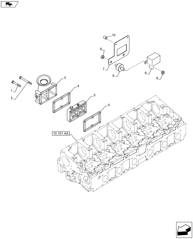 Схема запчастей Case IH F3HFE613G B002 - (10.254.AM) - INLET MANIFOLD (10) - ENGINE