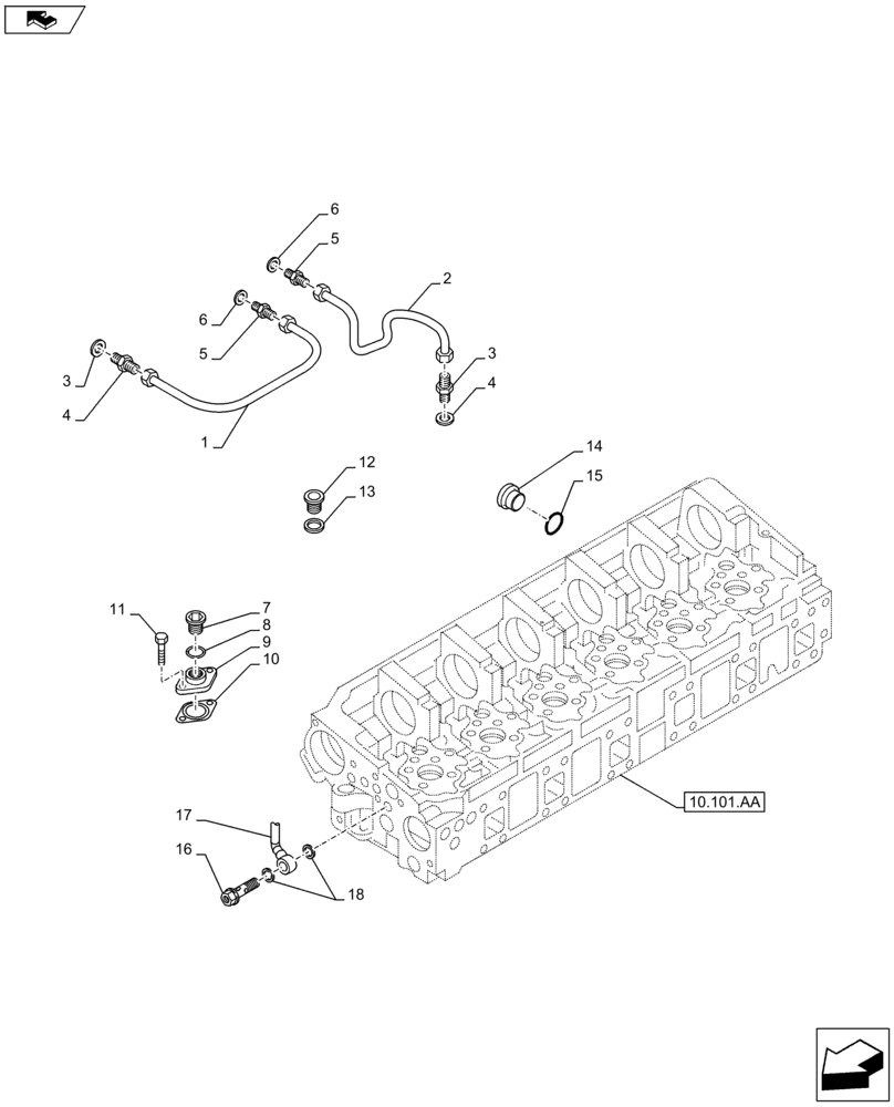 Схема запчастей Case IH F3HFE613B B001 - (10.400.AE) - ENGINE, COOLING SYSTEM LINE (10) - ENGINE