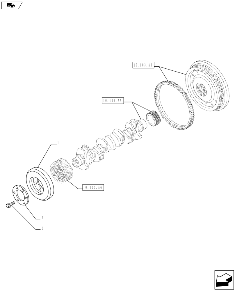 Схема запчастей Case IH F3HFE613D B001 - (10.110.AD) - CRANKSHAFT - DAMPER (10) - ENGINE