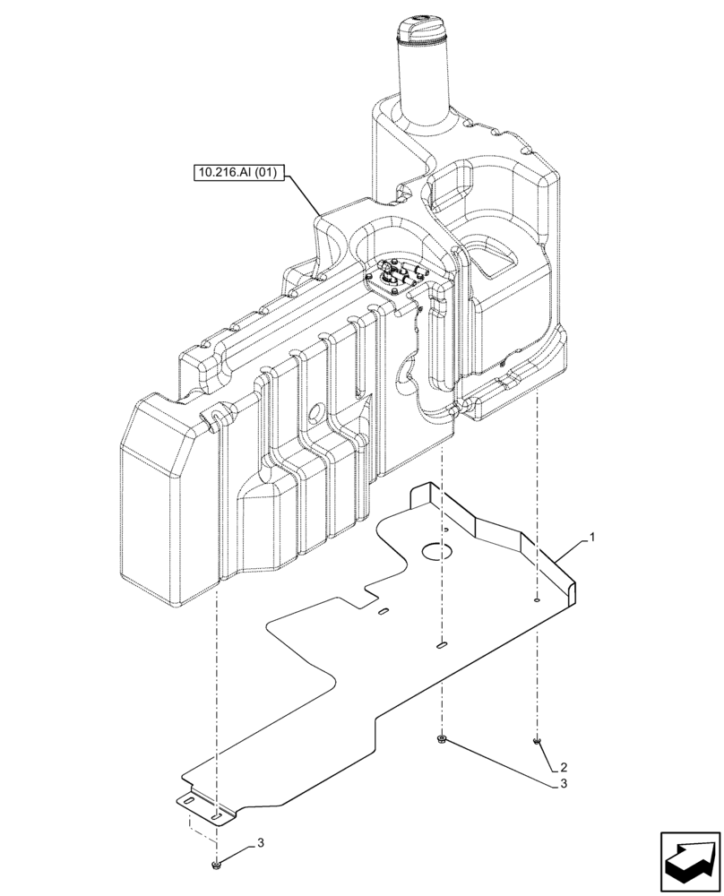 Схема запчастей Case IH FARMALL 115C - (10.216.AI[03]) - VAR - 744574 - FUEL TANK, PROTECTION PLATE (10) - ENGINE