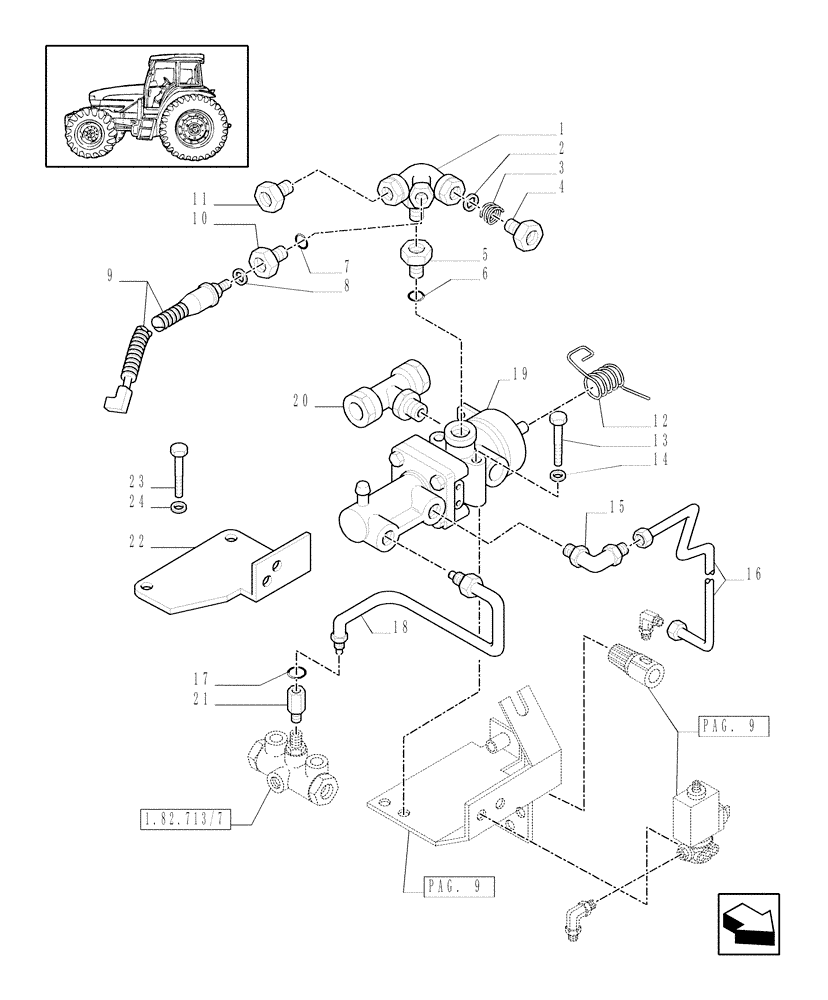 Схема запчастей Case IH MXM120 - (1.68.6/03[10]) - (VAR.385/2) TRAILER AIR BRAKE ITALY - AIR BRAKE CONTROL VALVE - C5339 (05) - REAR AXLE