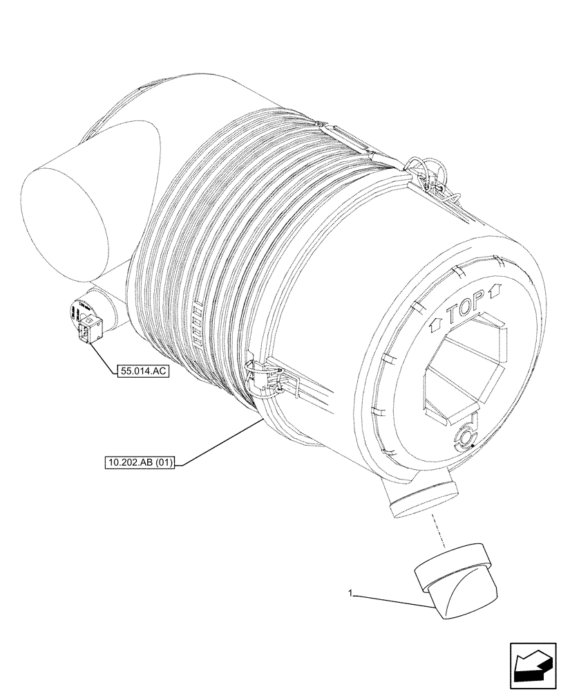 Схема запчастей Case IH FARMALL 85C - (10.202.AB[02]) - VAR - 390200 - AIR CLEANER, VALVE (10) - ENGINE