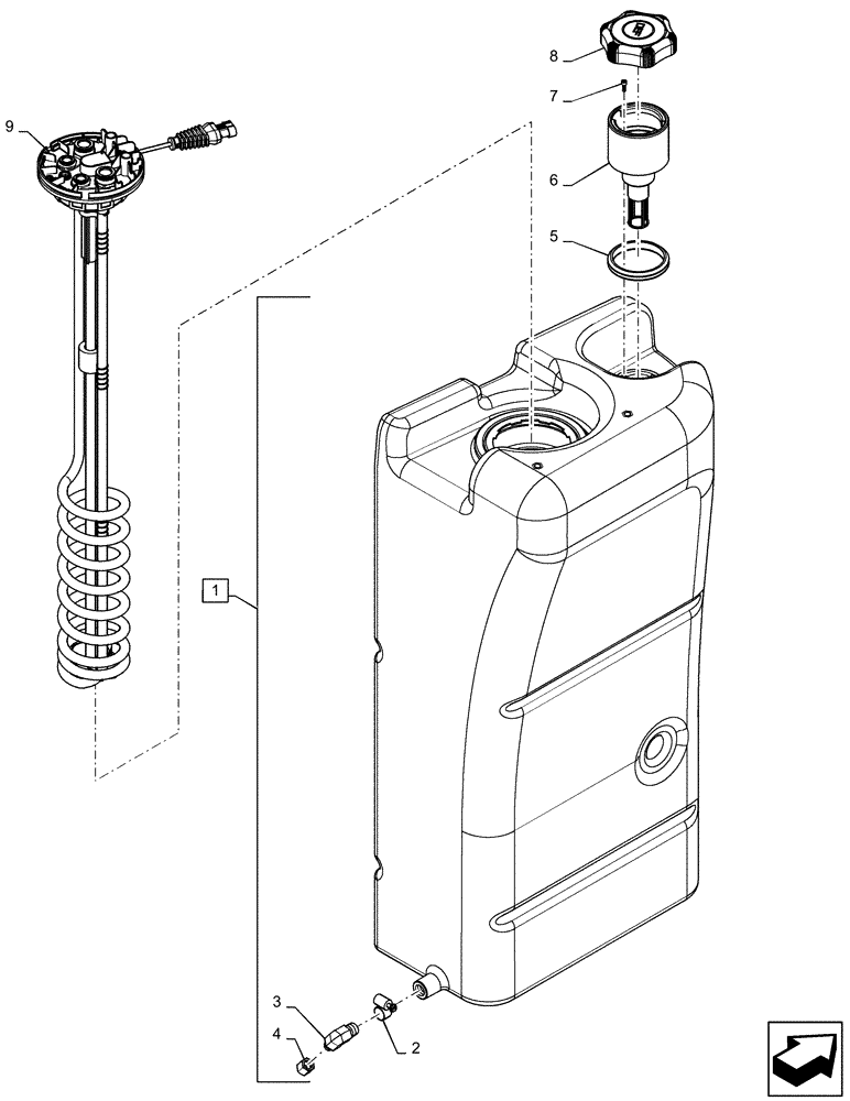 Схема запчастей Case IH MAGNUM 190 - (10.254.05[01]) - SCR TANK ASSEMBLY (10) - ENGINE