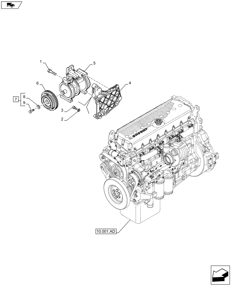 Схема запчастей Case IH F3HFE613B B001 - (50.200.AA) - A/C COMPRESSOR (50) - CAB CLIMATE CONTROL