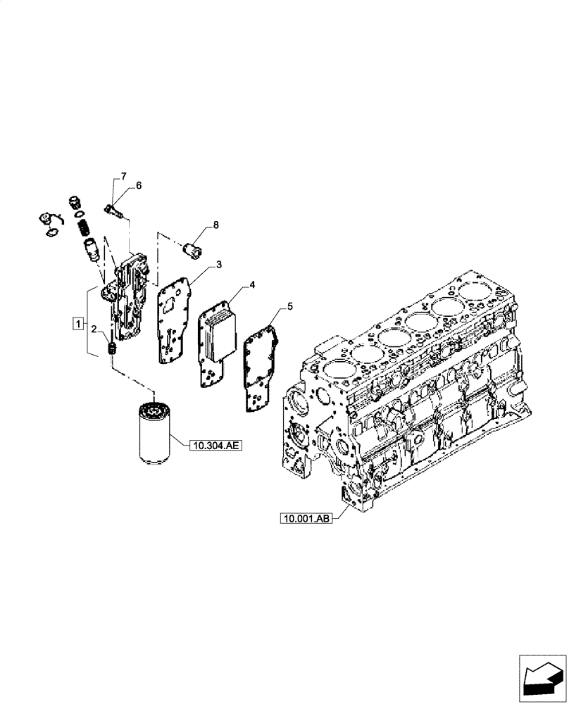 Схема запчастей Case IH F4CE0654B B601 - (10.408.AO) - OIL COOLER (10) - ENGINE