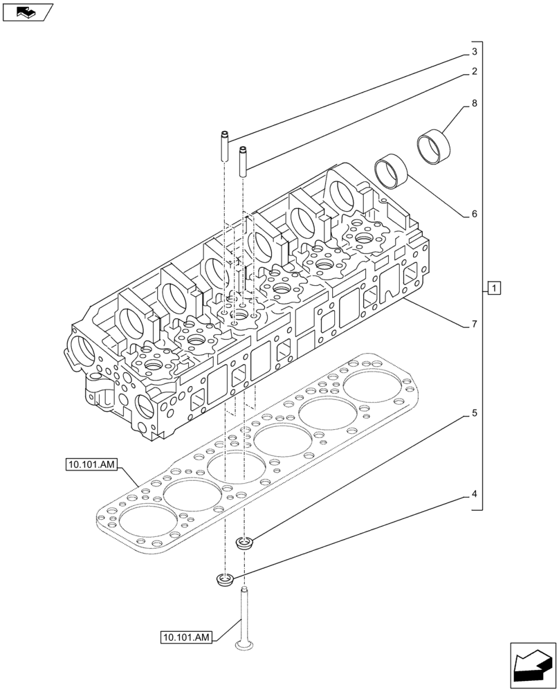 Схема запчастей Case IH F3HFE613D B001 - (10.101.AA) - CYLINDER HEAD (10) - ENGINE