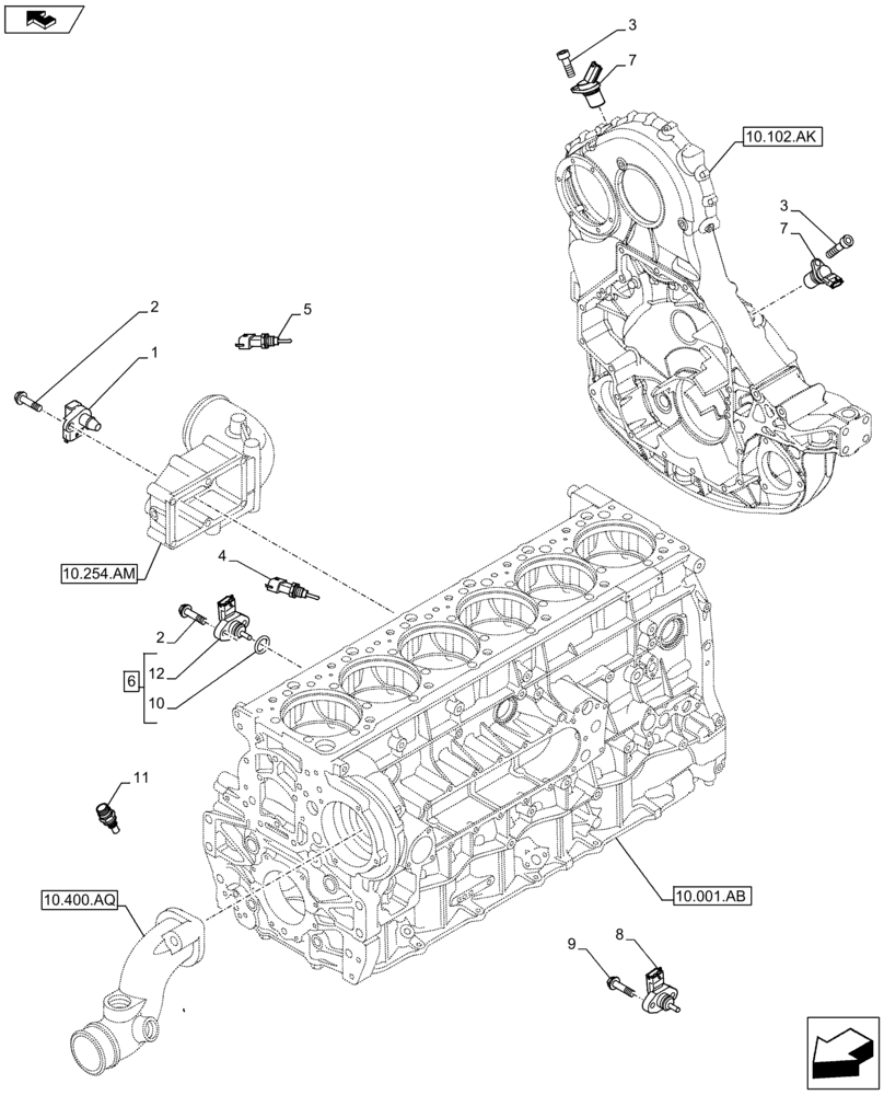 Схема запчастей Case IH F3HFE613G B002 - (55.015.AC) - ENGINE, SENSOR (55) - ELECTRICAL SYSTEMS