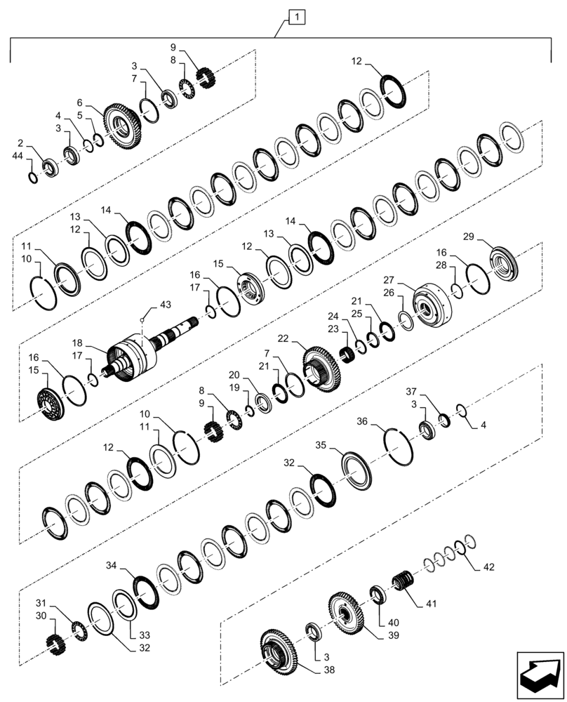 Схема запчастей Case IH QUADTRAC 500 - (21.155.AN[07]) - TRANSMISSION, 1ST SHAFT, PS4, 8.5C, 500, BSN ZFF308000 (21) - TRANSMISSION