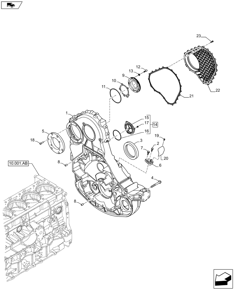 Схема запчастей Case IH F3HFE613D B001 - (10.102.AK) - ENGINE, BLOCK, COVER (10) - ENGINE