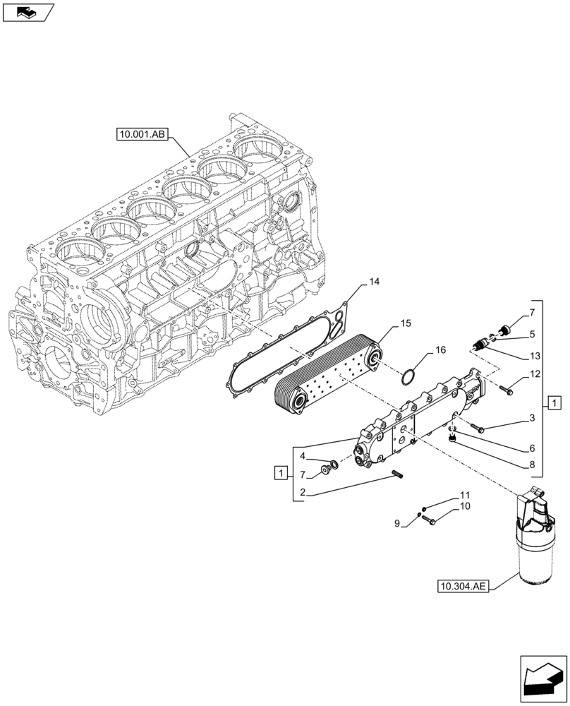 Схема запчастей Case IH F3HFE613B B001 - (10.408.AC) - HEAT EXCHANGER (10) - ENGINE