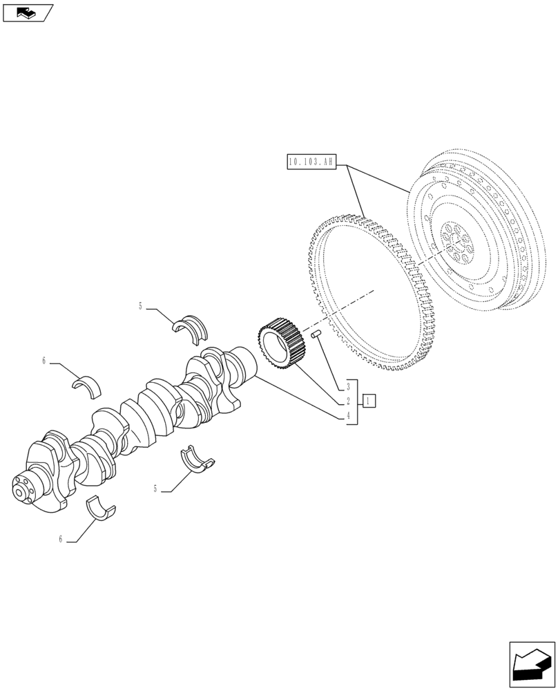 Схема запчастей Case IH F3HFE613G B002 - (10.103.AA) - CRANKSHAFT (10) - ENGINE