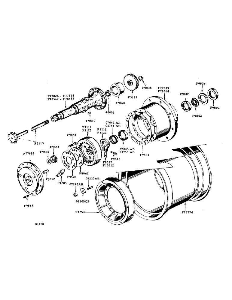 Схема запчастей Case IH 1000 - (12[1]) - DRIVE WHEELS AND HUBS (44) - WHEELS