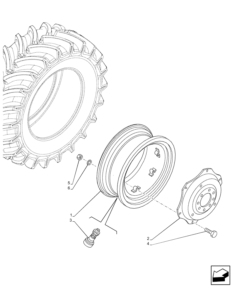 Схема запчастей Case IH FARMALL 75C - (44.520.AB[04]) - VAR - 8351404 - REAR, WHEEL (W13X28) (44) - WHEELS