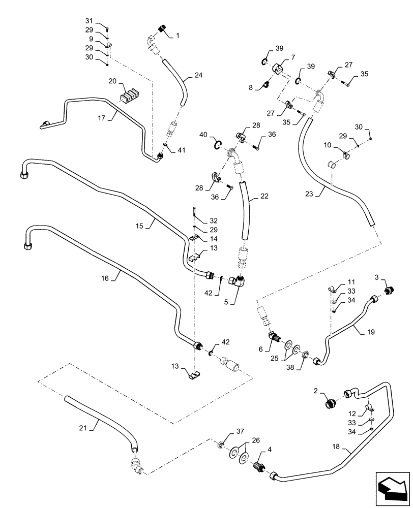 Схема запчастей Case IH QUADTRAC 470 - (35.820.AG[02]) - HYDRAULIC LINES, COOLING FAN - 450, 470, 500 (35) - HYDRAULIC SYSTEMS