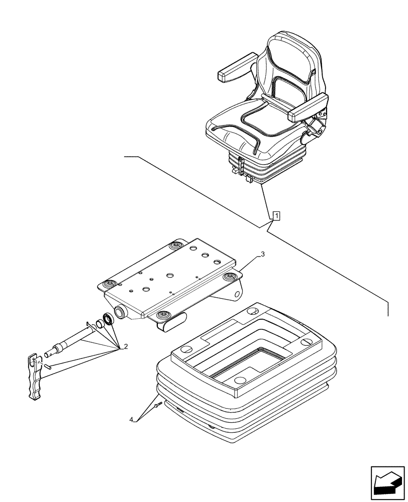 Схема запчастей Case IH FARMALL 75C - (90.120.BB[03]) - VAR - 331962, 743578 - DRIVER SEAT (W/ ARMREST), SUSPENSION, BELLOWS, CAB (90) - PLATFORM, CAB, BODYWORK AND DECALS