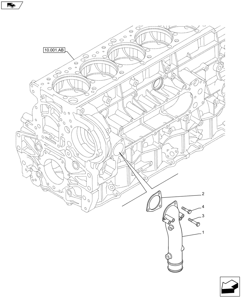 Схема запчастей Case IH F3HFE613B B002 - (10.400.AQ) - WATER PUMP LINE (10) - ENGINE