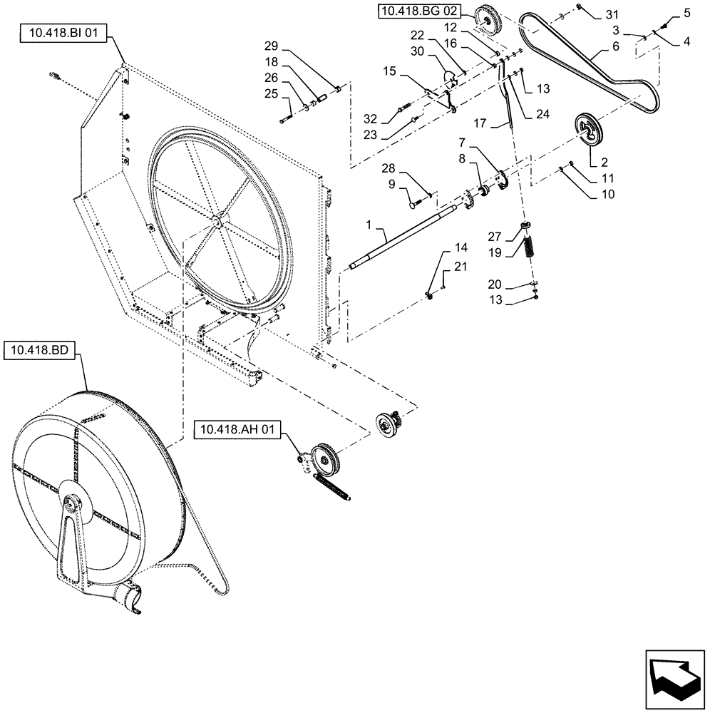 Схема запчастей Case IH 7230 - (10.418.AH[02]) - ROTARY AIR SCREEN DRIVE, 7230 ONLY (10) - ENGINE