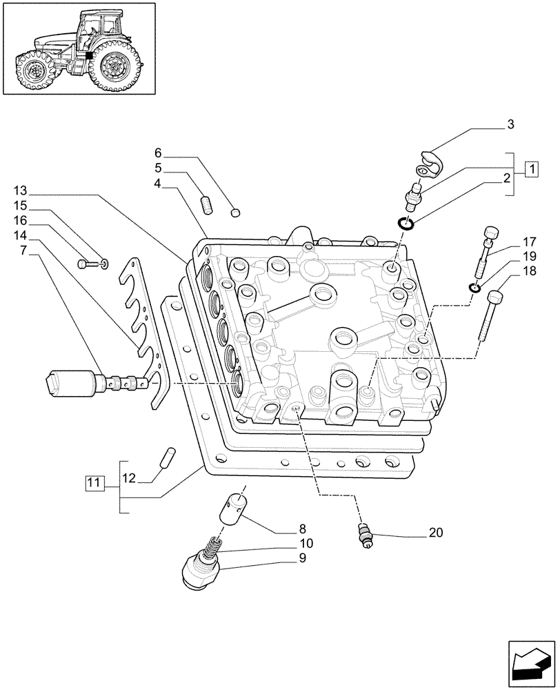 Схема запчастей Case IH MXM190 - (1.32.2/02[01]) - CENTRAL REDUCTION GEAR CONTROLS (03) - TRANSMISSION