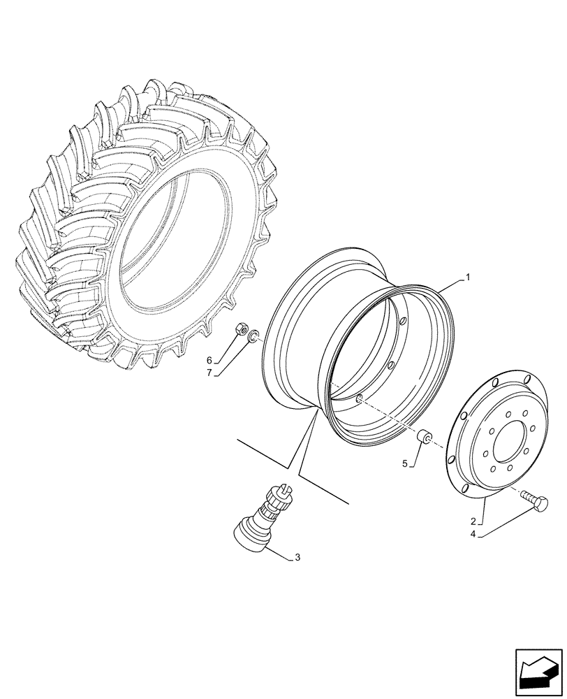 Схема запчастей Case IH FARMALL 75C - (44.511.AE[16]) - VAR - 8820802 - FRONT, WHEEL (W11X20) (44) - WHEELS